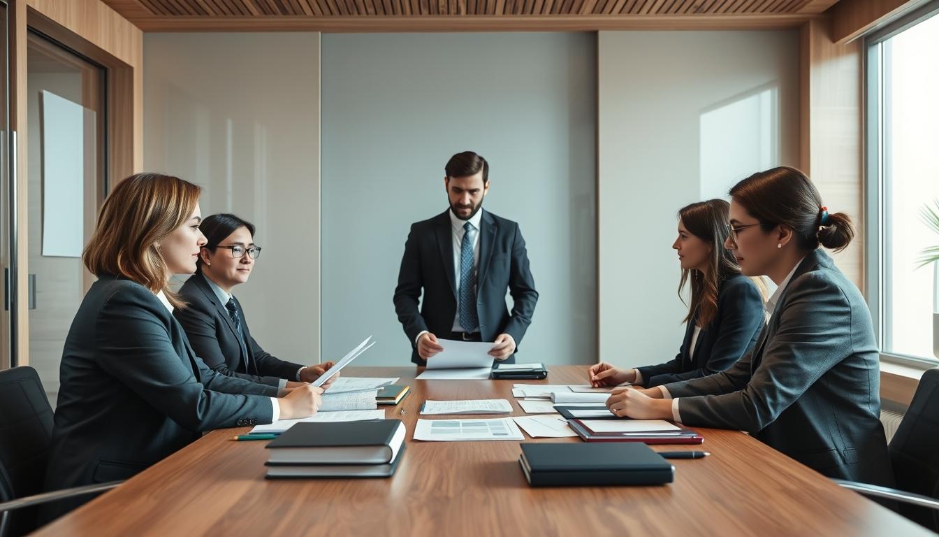 Family reviewing legal documents